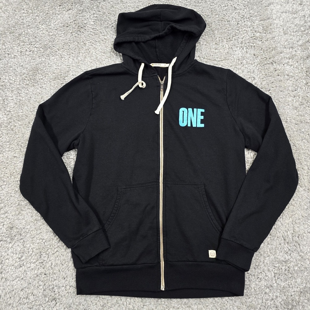 Marine Layer Mens Afternoon Hoodie Zip Front‎ Black Size M Athleisure Minimal
